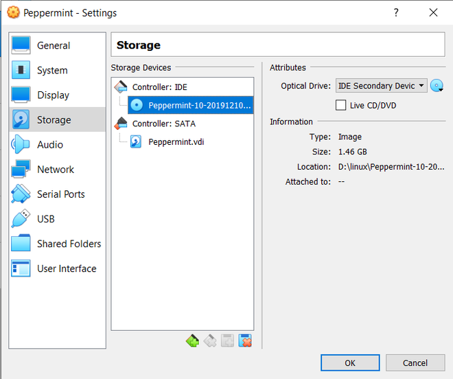 select your downloaded peppermint ISO file