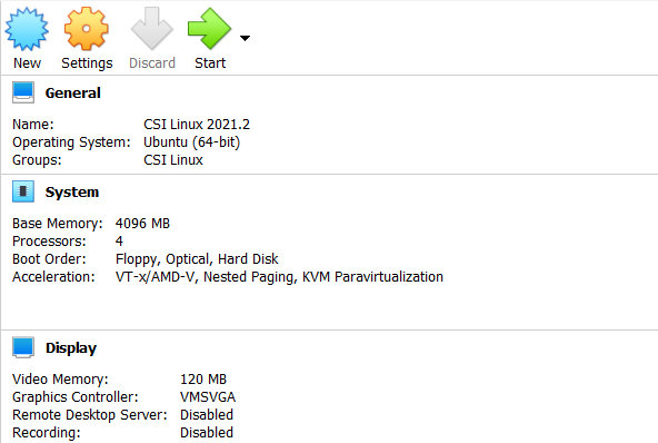 Creating new virtual machine