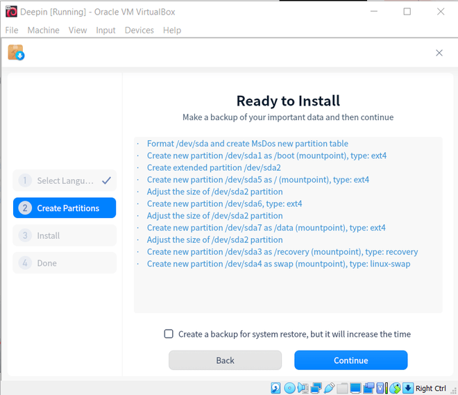 Backup setting