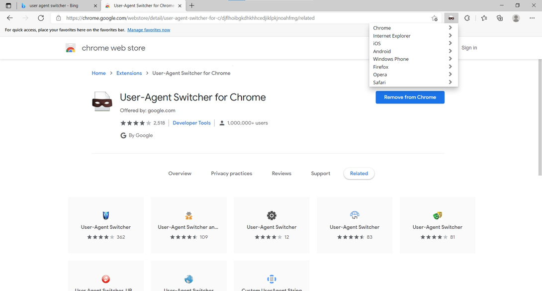 browser agent switcher