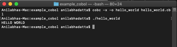 hello world in cobol