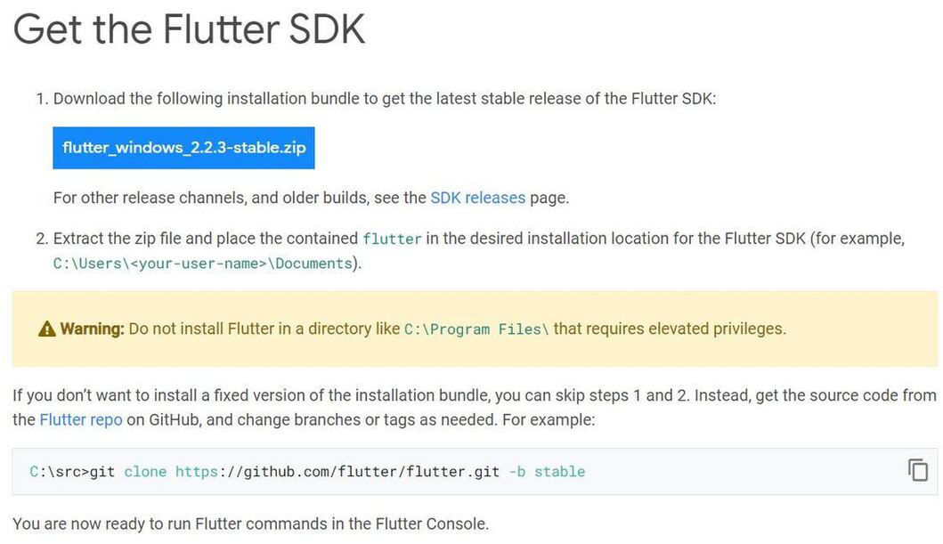 flutter download page