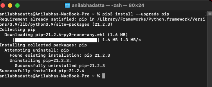 upgrading pip in macos