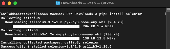 installing selenium in macos using pip