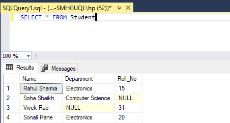 Sql Query To Exclude Null Values - Geeksforgeeks