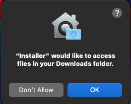 allow the installer to access folder