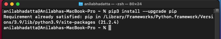 upgrading pip in macos