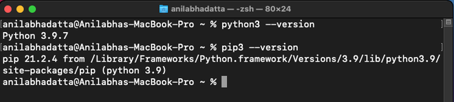 checking python and pip version in macos