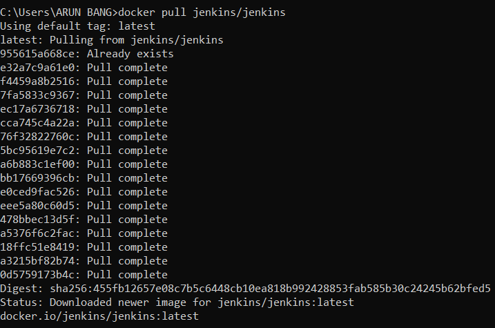 Pulling the Jenkins image from docker