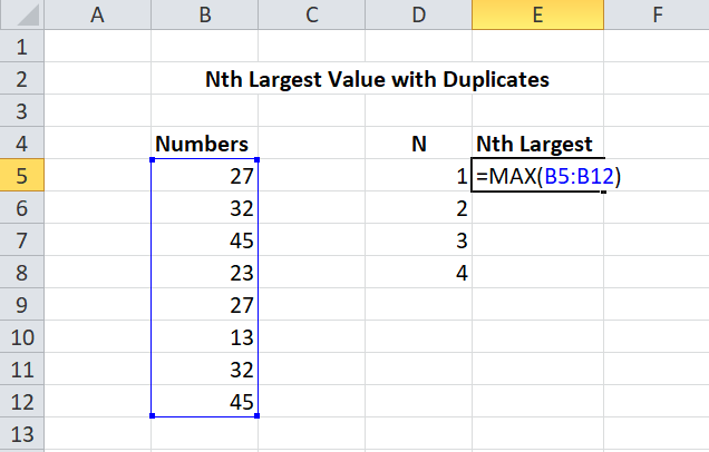 How to Find the Nth Largest Value With Duplicates in Excel