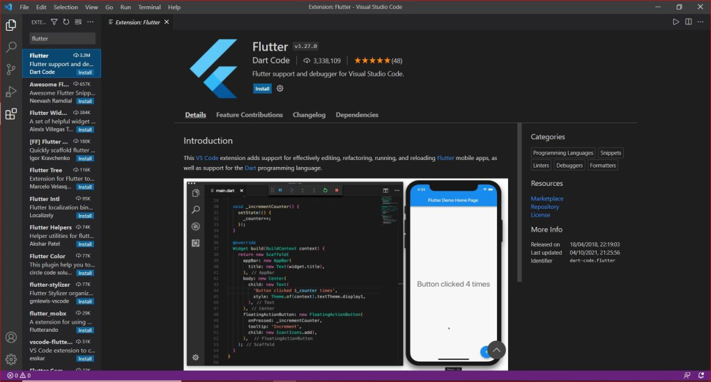 Instalar el complemento Flutter