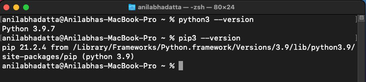 checking python and pip version in macos