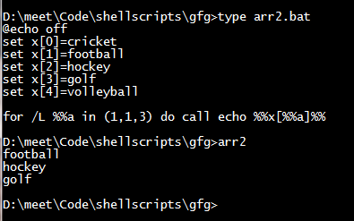 Batch Script - Iterating Over An Array - Geeksforgeeks