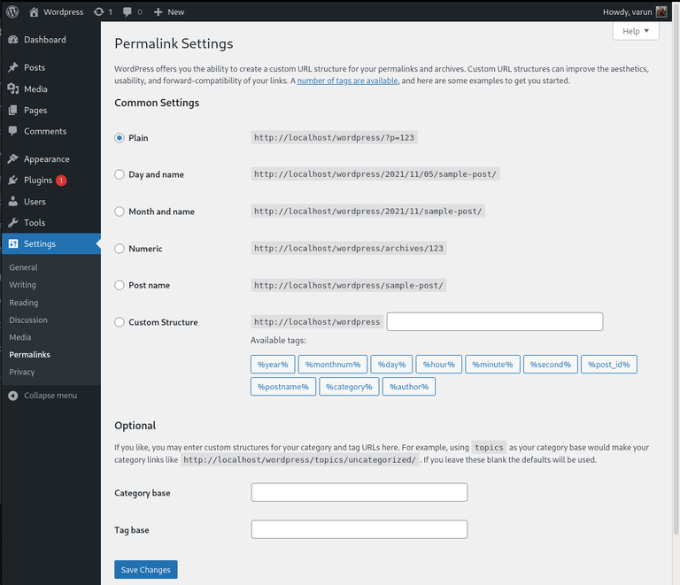WordPress Permalink Setting - GeeksforGeeks