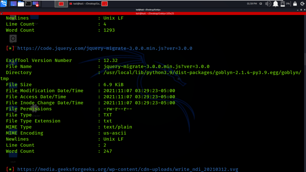 Goblyn - Python tool focused to enumeration and capture of website files metadata.