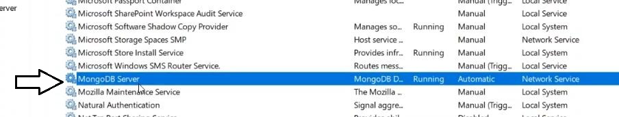 mongodb server in windows services