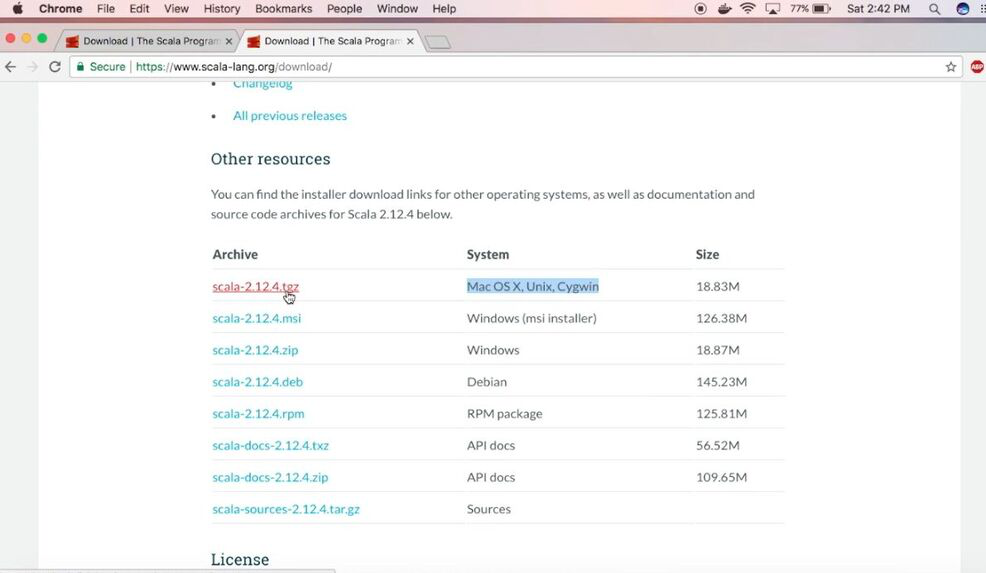 Downloading Scala on MacOS