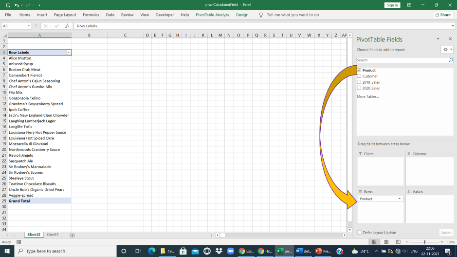 Creating a Pivot Table