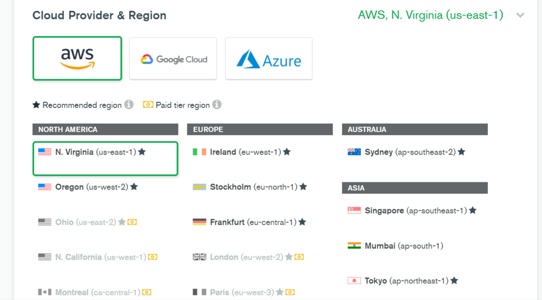  select cloud provider