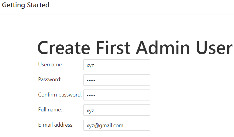 creating first Admin User