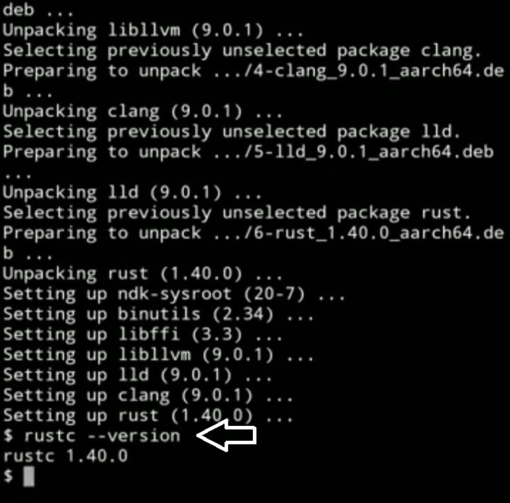 verify rust installation on termux