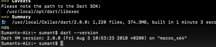 Verify Dart installation on macos
