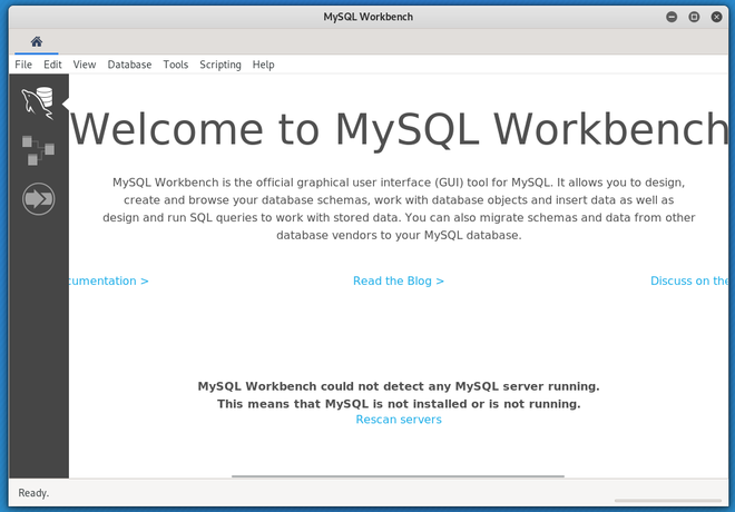 Running Mysql workbench