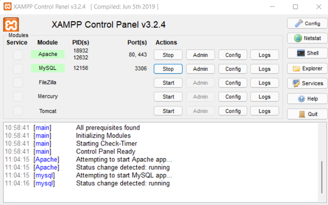  Start Apache & MySQL