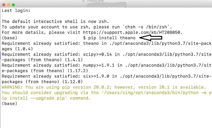 Installing Theano on MacOS using PIP