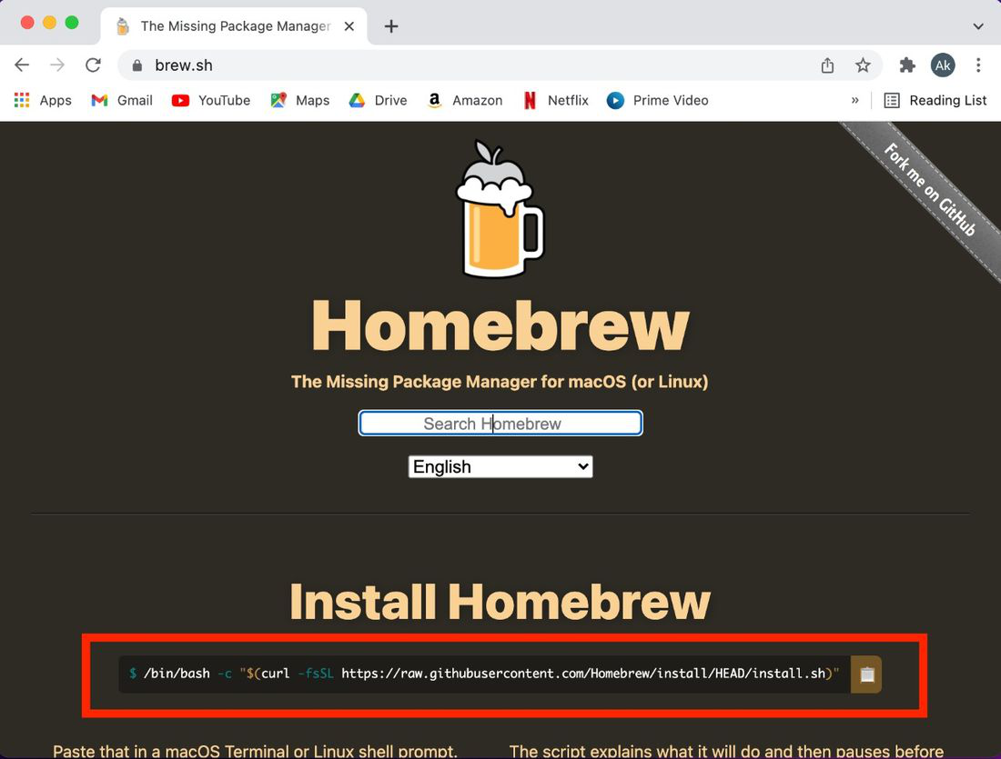  Homebrew Installation command