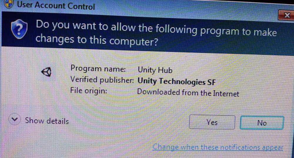 confirm installation of unity