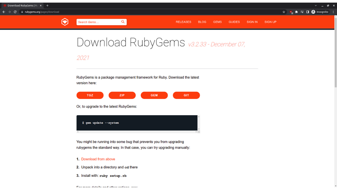 official rubygems page