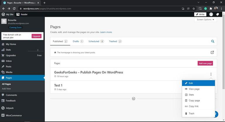 WordPress Edit Links - GeeksforGeeks