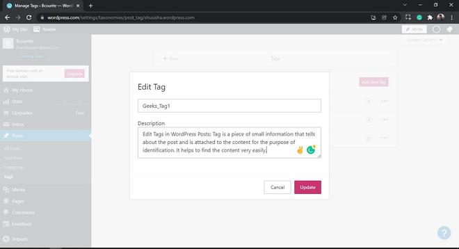 WordPress Edit Tags - GeeksforGeeks