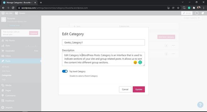 WordPress Edit Category - GeeksforGeeks