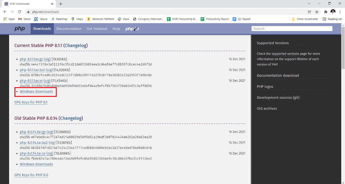 download php latest version for windows 10