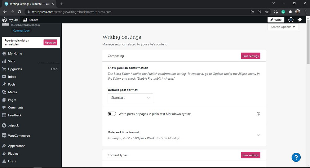 WordPress Writing Setting