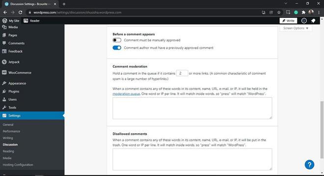 WordPress Discussion Setting - GeeksforGeeks