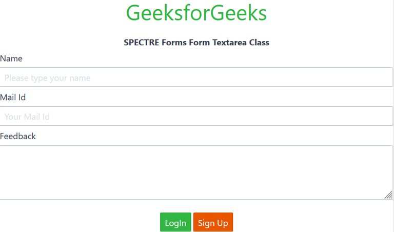 Spectre Form Textarea - GeeksforGeeks