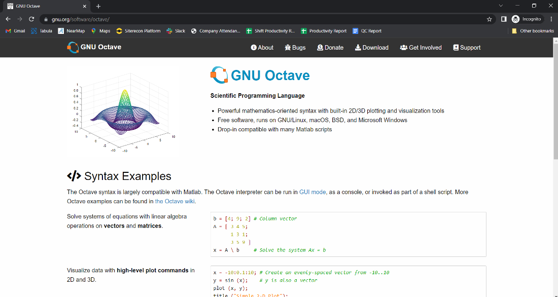 Octave tool store for machine learning