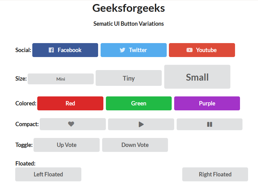 Semantic UI. Button variant. Button UI. Idle Green button.