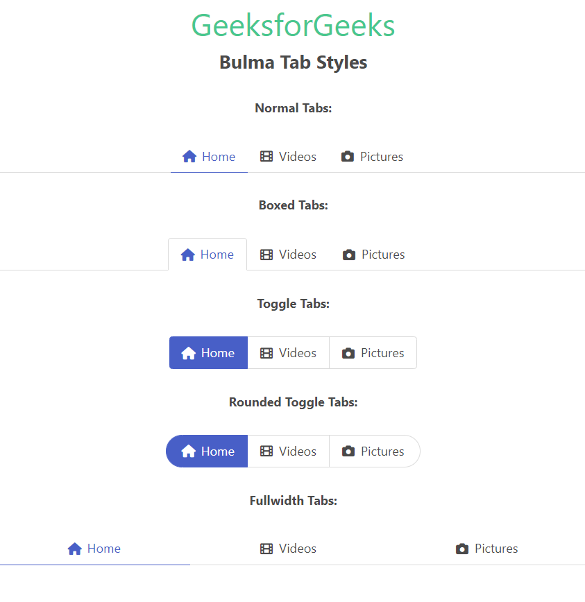 Bulma Tabs Styles - GeeksforGeeks