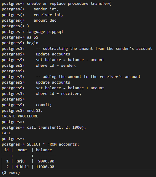 Postgresql Stored Procedure Example C