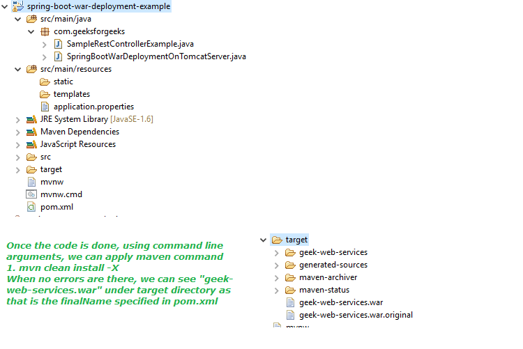 project structure and the target folder