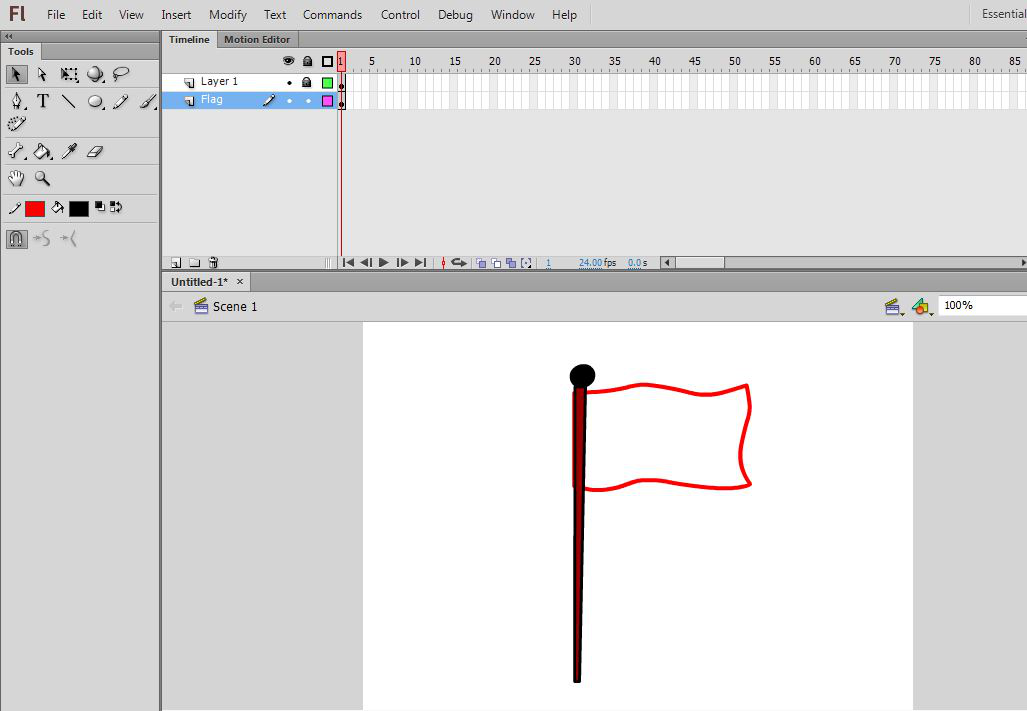 Creating-Shape-of-flag-using-Pencil-Tool