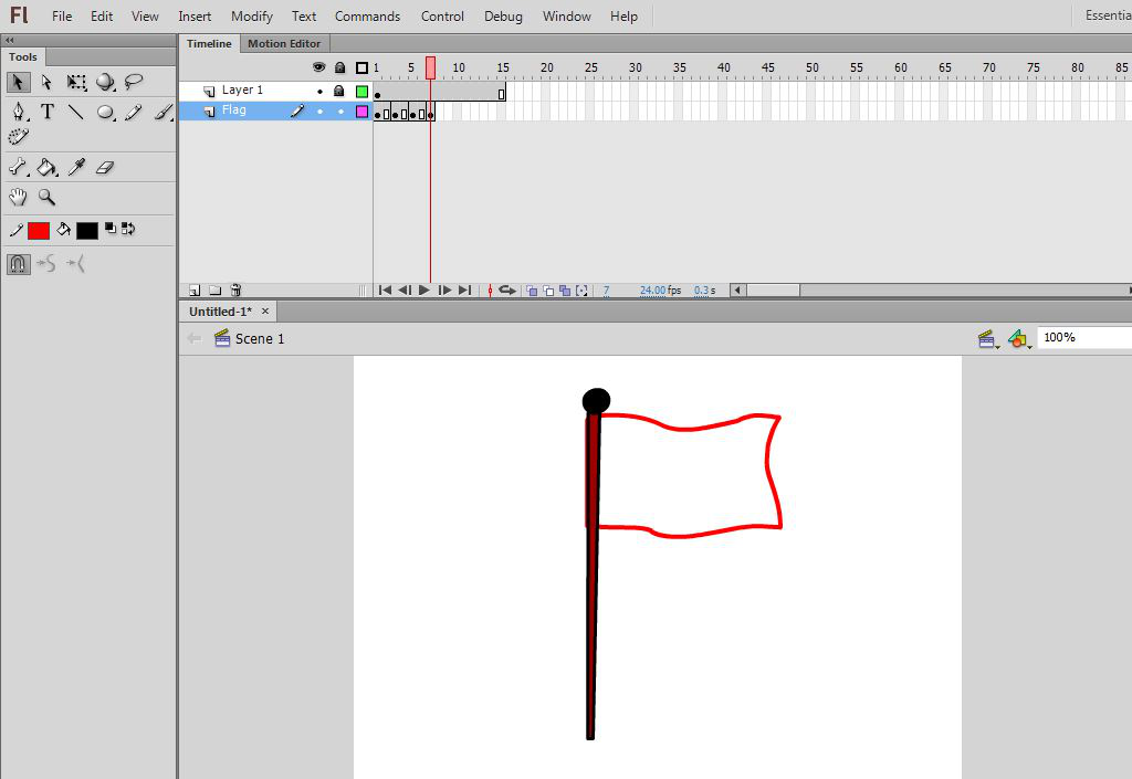 Inserting-New-Keyframe-creating-new-flag-drawing