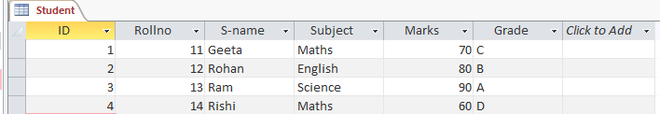 output table