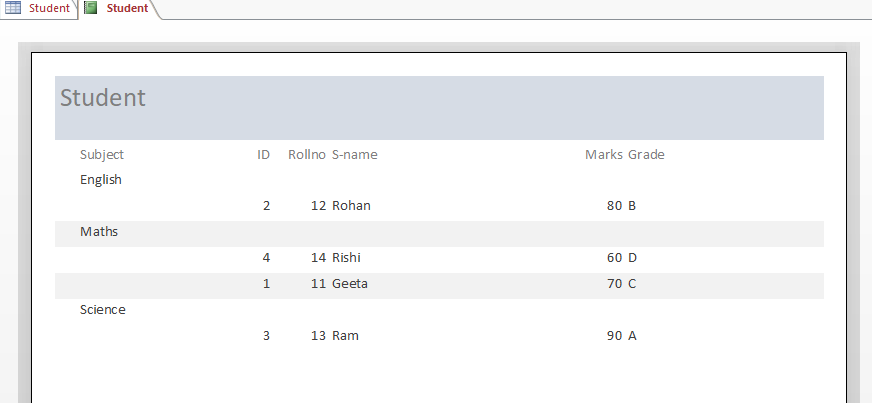 reports-dbms access types