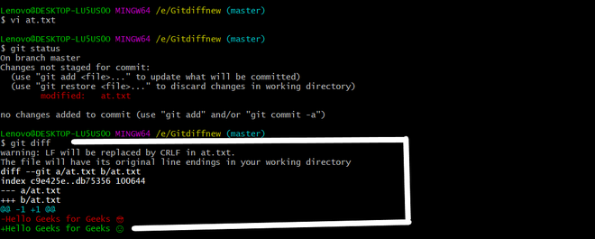 Git diff - GeeksforGeeks