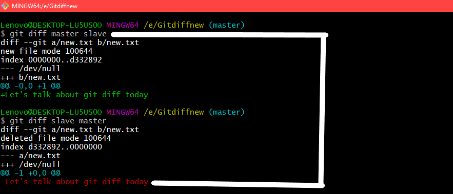 git compare two branches